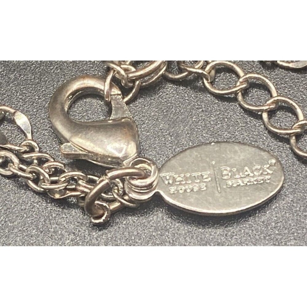 Signed White House Black Market Necklace SilverTone Smoky Clear Disc Crystal 15" - Picture 6 of 7